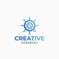 creatief stuurinrichting logo, wiel logo, marinier ontwerp, boot logo, jacht ontwerp, richting logo concept vector