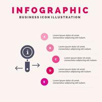 info informatie zoom zoeken solide icoon infographics 5 stappen presentatie achtergrond vector
