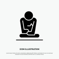 snel meditatie opleiding yoga solide glyph icoon vector