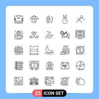25 lijn zwart icoon pak schets symbolen voor mobiel apps geïsoleerd Aan wit achtergrond. 25 pictogrammen set. vector