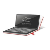 laptop e aan het leren model, realistisch stijl vector