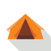 oranje toeristisch camping tent icoon, vlak stijl vector