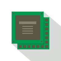 groen computer CPU bewerker spaander icoon, vlak stijl vector