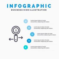 info informatie zoom zoeken lijn icoon met 5 stappen presentatie infographics achtergrond vector