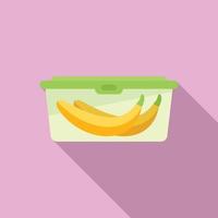 banaan lunch doos icoon vlak vector. avondeten voedsel vector