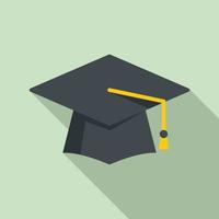studie diploma uitreiking hoed icoon vlak vector. college diploma vector