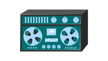 oud isometrie retro groen wijnoogst muziek- cassette plakband opnemer met magnetisch plakband Aan haspels en luidsprekers van de jaren 70, jaren 80, jaren 90. mooi icoon. vector illustratie