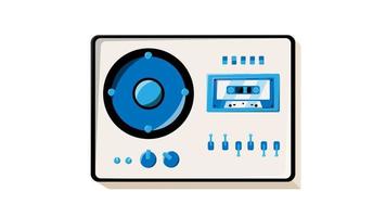 oud isometrie retro wit wijnoogst muziek- cassette plakband opnemer met magnetisch plakband Aan haspels en luidsprekers van de jaren 70, jaren 80, jaren 90. mooi icoon. vector illustratie