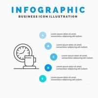 koffie breken kop tijd evenement lijn icoon met 5 stappen presentatie infographics achtergrond vector