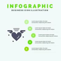 liefhebbend liefde hart bruiloft solide icoon infographics 5 stappen presentatie achtergrond vector