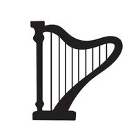 harp klassiek musical instrument vector icoon illustratie silhouet geïsoleerd Aan duidelijk wit achtergrond. gemakkelijk vlak kunst gestileerd tekening met zwart gekleurde pictogram.