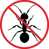 de silhouet van een mier in een rood verbiedend cirkel.de hou op mier icoon is een verbiedend teken. Nee ongedierte. vector illustratie geïsoleerd Aan wit achtergrond.