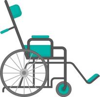 een groen rolstoel voor mensen met handicaps. een stoel voor speciaal mensen. een stoel voor het verstrekken van medisch zorg en voor in beweging in de omgeving van de ziekenhuis. vector illustratie geïsoleerd Aan wit achtergrond.