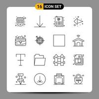 16 zwart icoon pak schets symbolen tekens voor snel reagerend ontwerpen Aan wit achtergrond. 16 pictogrammen set. vector