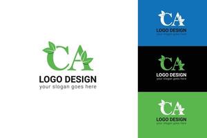 ca brief eco logo met blad. vector lettertype voor natuur affiches, eco vriendelijk embleem, veganistisch identiteit, kruiden en botanisch kaarten enz. ecologie m brief logo met groen blad.