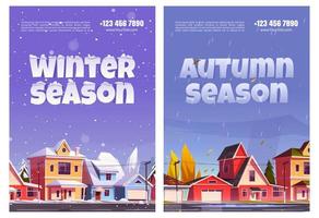 herfst en winter seizoenen posters vector