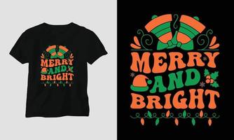 vrolijk en helder - groovy Kerstmis SVG t-shirt en kleding ontwerp vector
