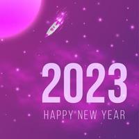 Purper nieuw jaar 2023 sjabloon ontwerp voor sociaal media, banier, poster vector