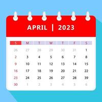 april 2023 kalender sjabloon. vector ontwerp.