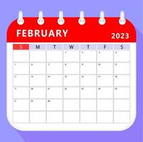 februari 2023 kalender ontwerper sjabloon. vector ontwerp.