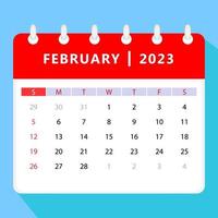 februari 2023 kalender sjabloon. vector ontwerp.