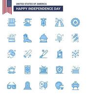 pak van 25 creatief Verenigde Staten van Amerika onafhankelijkheid dag verwant blues van geld Verenigde Staten van Amerika Amerikaans teken glas bewerkbare Verenigde Staten van Amerika dag vector ontwerp elementen