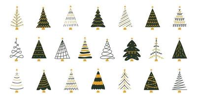 vector vlak hand- getrokken reeks van Kerstmis bomen