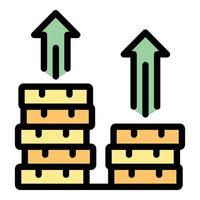 geld verhogen icoon kleur schets vector