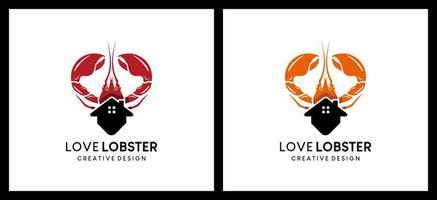 kreeft logo ontwerp met de concept van liefde, vector illustratie voor een logo voor een kreeft restaurant of zeevruchten restaurant