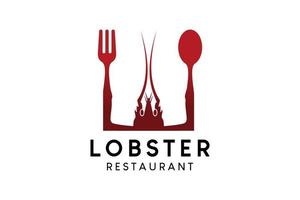 kreeft icoon logo ontwerp met doos concept, kreeft restaurant of zeevruchten restaurant logo vector illustratie