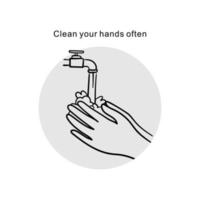 hand- het wassen met water icoon vector ontwerp