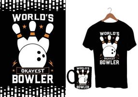 bowling bal t-shirt ontwerp vector