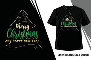 vrolijk Kerstmis en gelukkig nieuw jaar belettering t-shirt ontwerp vector sjabloon