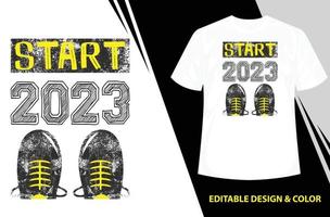 begin 2023 t-shirt ontwerp. minimalistische typografie t-shirt ontwerp. t-shirt vector sjabloon. 2023 t-shirt grafisch. modieus t-shirt ontwerp