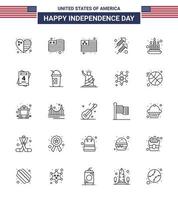 gelukkig onafhankelijkheid dag 25 lijnen icoon pak voor web en afdrukken Amerika liefde brand uitnodiging brand bewerkbare Verenigde Staten van Amerika dag vector ontwerp elementen
