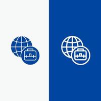 Internationale bedrijf lijn en glyph solide icoon blauw banier lijn en glyph solide icoon blauw banier vector
