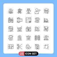 25 lijn zwart icoon pak schets symbolen voor mobiel apps geïsoleerd Aan wit achtergrond 25 pictogrammen reeks creatief zwart icoon vector achtergrond