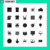 pak van 25 solide stijl icoon reeks glyph symbolen voor afdrukken creatief tekens geïsoleerd Aan wit achtergrond 25 icoon reeks creatief zwart icoon vector achtergrond