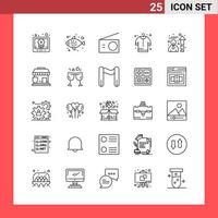 25 icoon pak lijn stijl schets symbolen Aan wit achtergrond gemakkelijk tekens voor algemeen ontwerpen creatief zwart icoon vector achtergrond