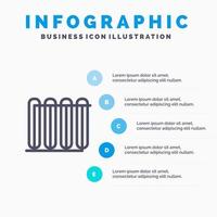 accu kachel heet radiator verwarming blauw infographics sjabloon 5 stappen vector lijn icoon sjabloon