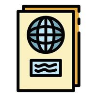 Internationale paspoort icoon kleur schets vector
