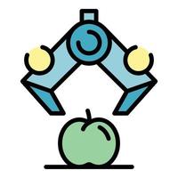 robot arm nemen appel icoon kleur schets vector
