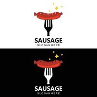 worst logo, modern voedsel vector, ontwerp voor rooster voedsel merken, barbecue, worst winkel, hotdog vector