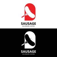 worst logo, modern voedsel vector, ontwerp voor rooster voedsel merken, barbecue, worst winkel, hotdog vector