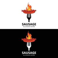 worst logo, modern voedsel vector, ontwerp voor rooster voedsel merken, barbecue, worst winkel, hotdog vector