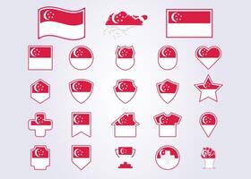 bundel van Singapore icoon vlag symbool teken vector illustratie ontwerp