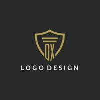 os eerste monogram logo met pijler en schild stijl ontwerp vector