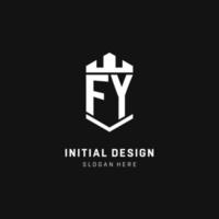 fy monogram logo eerste met kroon en schild bewaker vorm stijl vector