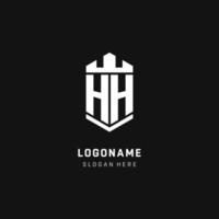 hh monogram logo eerste met kroon en schild bewaker vorm stijl vector