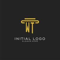 wt eerste logo met gemakkelijk pijler stijl ontwerp vector